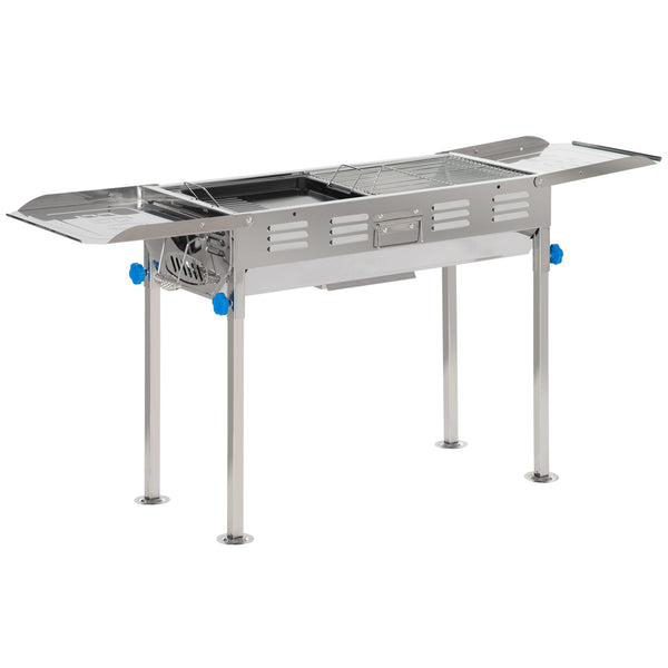 prezzo Holzkohlegrill Holzkohle 120x31x60-70 cm in Silber Edelstahl