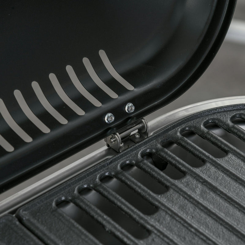 Barbecue a Gas GPL 2 Fuochi 100x41,6x82,5 in Lega di Alluminio e Acciaio Nero