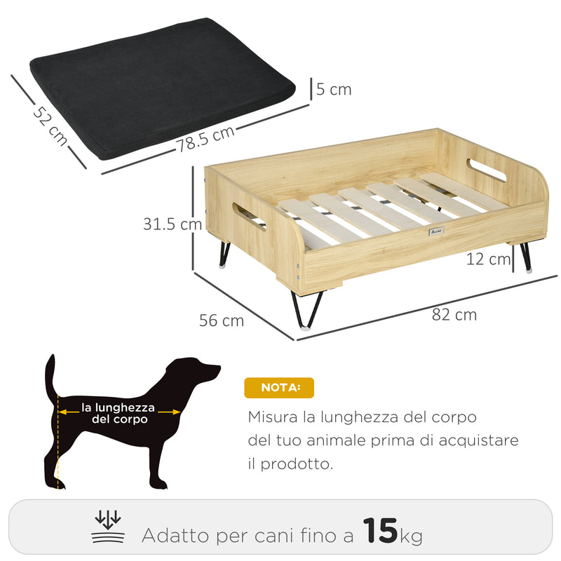 Cuccia per Cani e Gatti 82x56x31,5 cm in MDF e Acciaio Nero