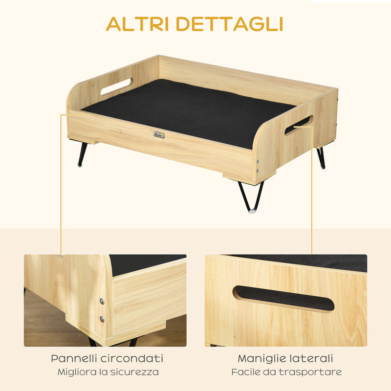 Cuccia per Cani e Gatti 82x56x31,5 cm in MDF e Acciaio Nero