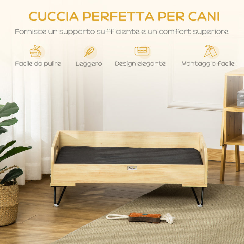 Cuccia per Cani e Gatti 82x56x31,5 cm in MDF e Acciaio Nero