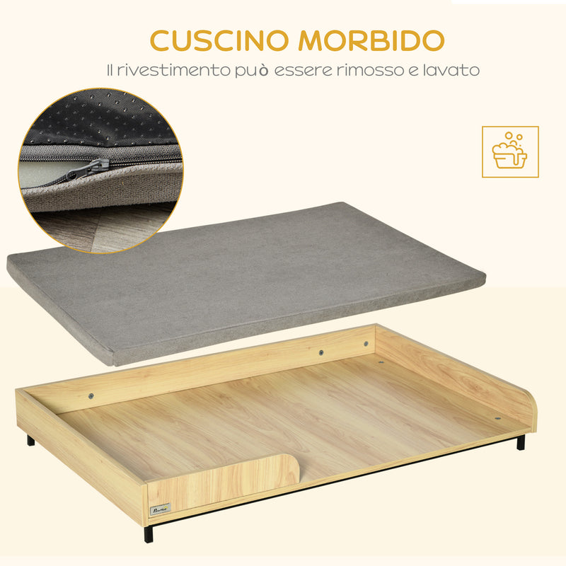 Cuccia per Cani e Gatti 110x70x15,5 cm in Legno e Acciaio Rovere e Grigio