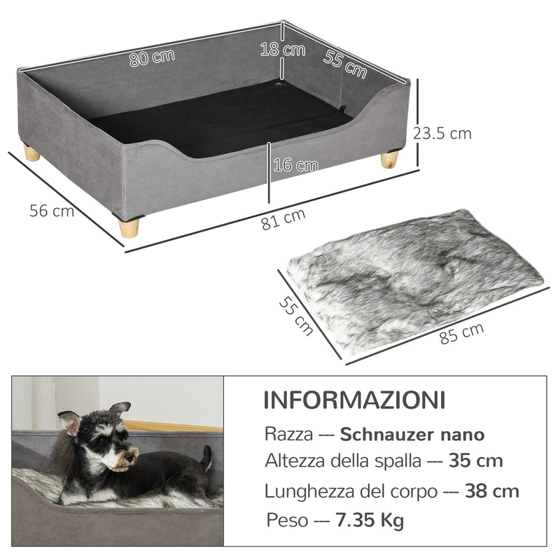 Cuccia per Cani e Gatti 81Lx56x23,5 cm in Legno MDF Grigia