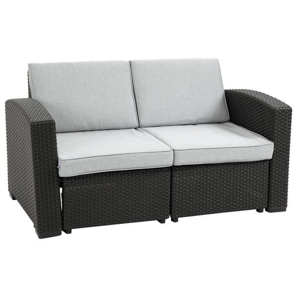 Gartensofa 141 x 71 x 75 cm aus grauem und schwarzem Polypropylen in Rattan-Optik acquista