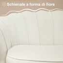 Divano 2 Posti 130x77x77 cm in Velluto Crema