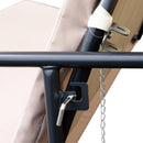 Dondolo 3 Posti 200x125x170 cm in Acciaio e Poliestere Beige