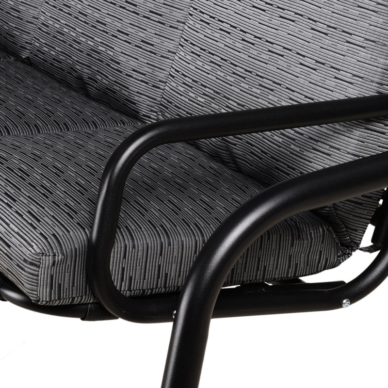 Dondolo 3 Posti 200x120x170 cm in Acciaio e Tessuto Nero