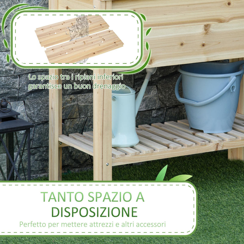 Fioriera Rialzata 90x40x81 cm in Legno di Abete Naturale