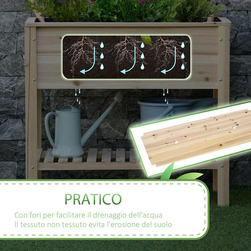 Fioriera Rialzata 90x40x81 cm in Legno di Abete Naturale