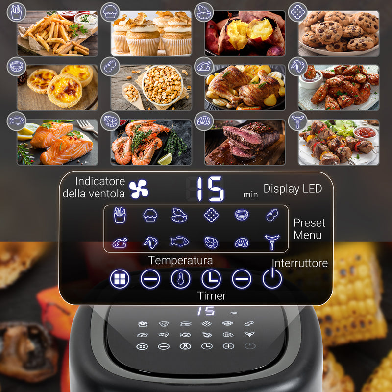 Friggitrice Elettrica ad Aria 1300W 3 Litri Nera