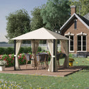 Gazebo da Giardino 2,97x2,97m con Zanzariere in Alluminio e Acciaio Khaki