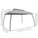 Gazebo da Giardino 3,95x2,95m in Acciaio Grigio