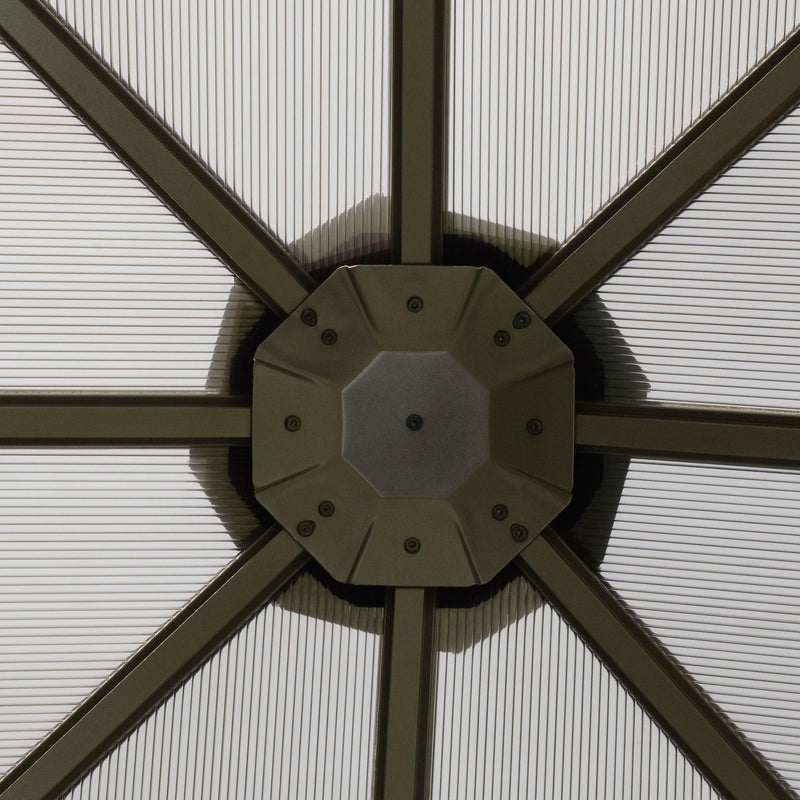 Gazebo da Giardino 2,94x2,94m in Alluminio Caffè