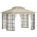 Gazebo da Giardino 3,65x3m in Metallo Beige