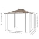 Gazebo da Giardino 3,65x3m in Metallo Marrone e Beige