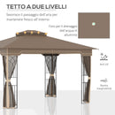 Gazebo da Giardino 3,65x3m in Metallo Marrone e Beige