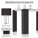 Pergola da Giardino 2,98x2,98x2m in Metallo e Rattan Nero
