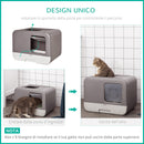 Lettiera Coperta per Gatti 53x40x40 cm in Plastica Viola e Bianco