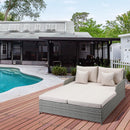 Lettino Prendisole 2 Posti da Giardino 158x134x70 cm in Rattan e Polietilene Grigio