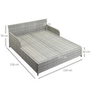 Lettino Prendisole 2 Posti da Giardino 158x134x70 cm in Rattan e Polietilene Grigio