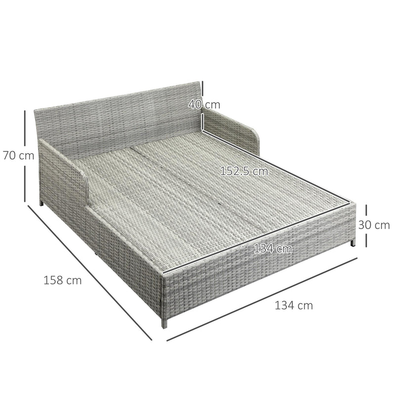 Lettino Prendisole 2 Posti da Giardino 158x134x70 cm in Rattan e Polietilene Grigio