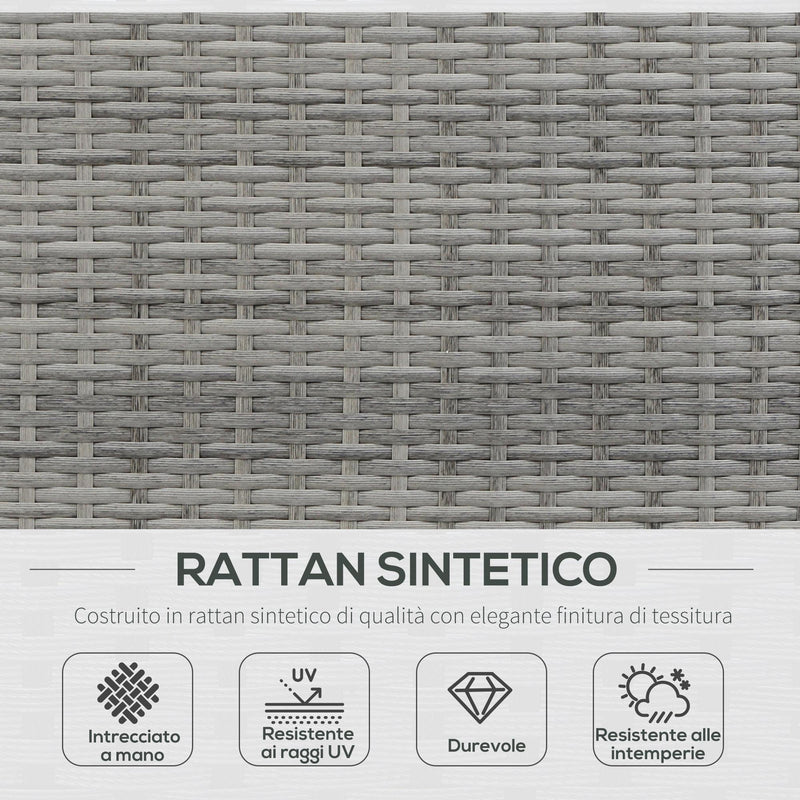 Lettino Prendisole 2 Posti da Giardino 158x134x70 cm in Rattan e Polietilene Grigio