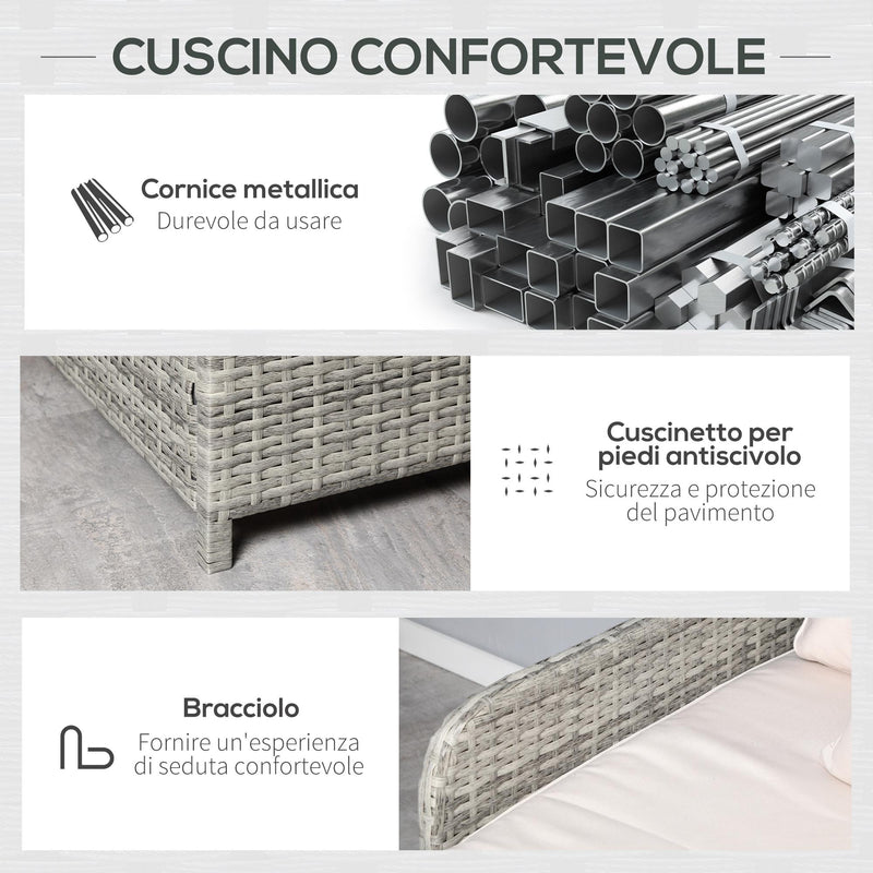 Lettino Prendisole 2 Posti da Giardino 158x134x70 cm in Rattan e Polietilene Grigio