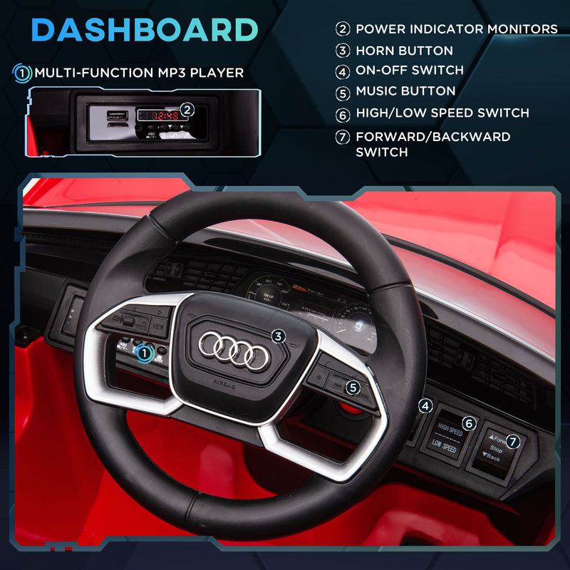 Macchina Elettrica per Bambini 12V con Licenza Audi E-Tron Sportback Rossa