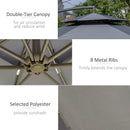 Ombrellone da Giardino Decentrato Ø267x265 cm in Acciaio e Poliestere Grigio