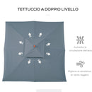 Ombrellone da Giardino 3x3 m Palo Ø48 mm in Bamboo Grigio