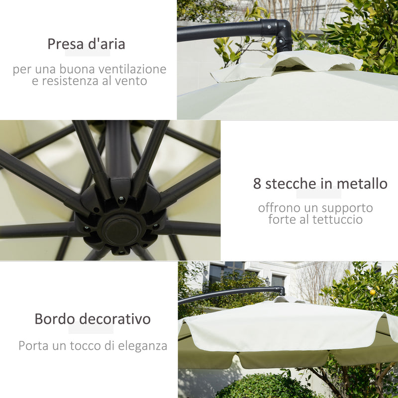 Ombrellone da Giardino Decentrato Ø265x265 cm in Metallo e Poliestere Beige