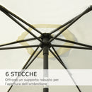 Ombrellone da Giardino Ø2,6 m Palo Ø38 mm in Metallo e Poliestere Bianco Crema