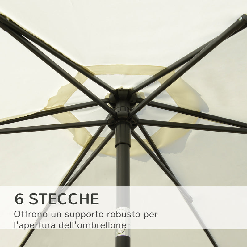 Ombrellone da Giardino Ø2,6 m Palo Ø38 mm in Metallo e Poliestere Bianco Crema