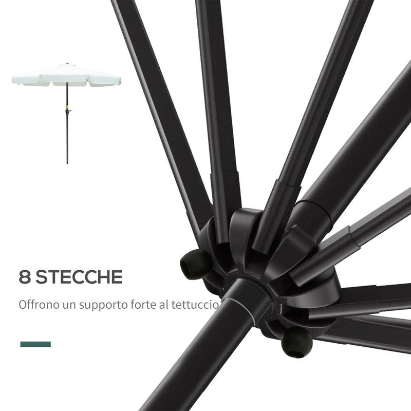 Ombrellone da Giardino Ø2,6x2,5 m Palo Ø38 mm in Alluminio e Poliestere Beige