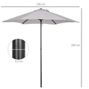 Ombrellone da Giardino Ø196 cm Palo Ø32 mm in Alluminio e Poliestere Grigio Chiaro