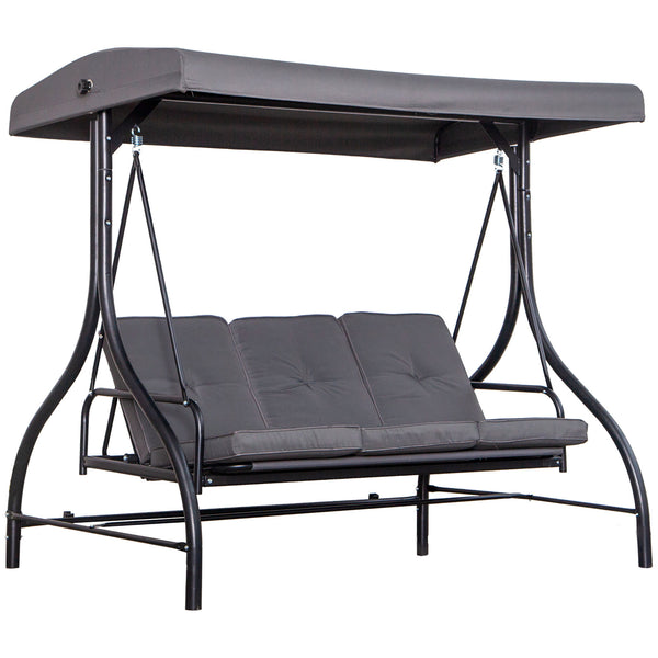 sconto Schaukelbett 3 Sitze 195x117x174 cm in Metall und grauem Polyester