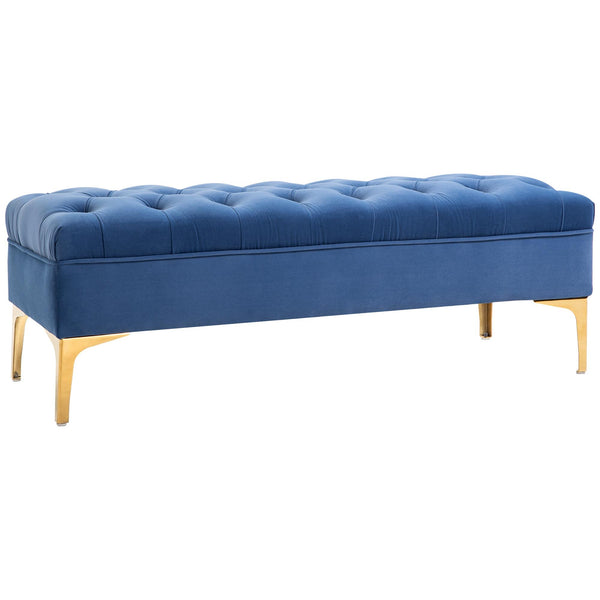 Gepolsterte Bettbank 118 x 45 x 42 cm in Blue Velvety Fabric online