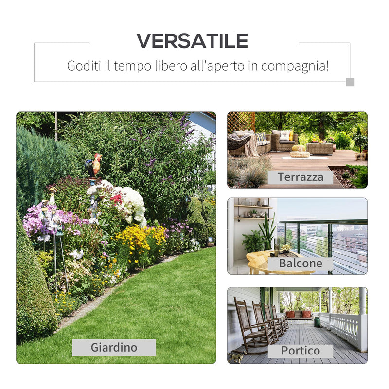 Panchina Dondolo da Giardino 2 Posti 122x70x87 cm in Acciaio e Ghisa con Cuscini Khaki