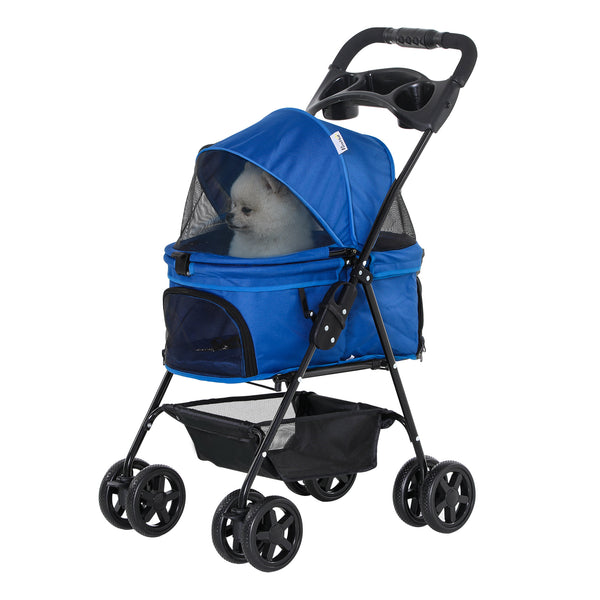 sconto Hundewagen 67 x 45 x 96 cm aus Oxford-Stoff in Stahl und Blau