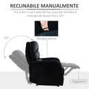 Poltrona Relax Manuale Reclinabile 85x95x104 cm in Tessuto Nero