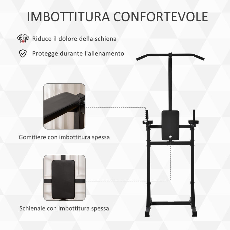 Stazione Fitness Multifunzione 110x97x227 cm in Acciaio Nero