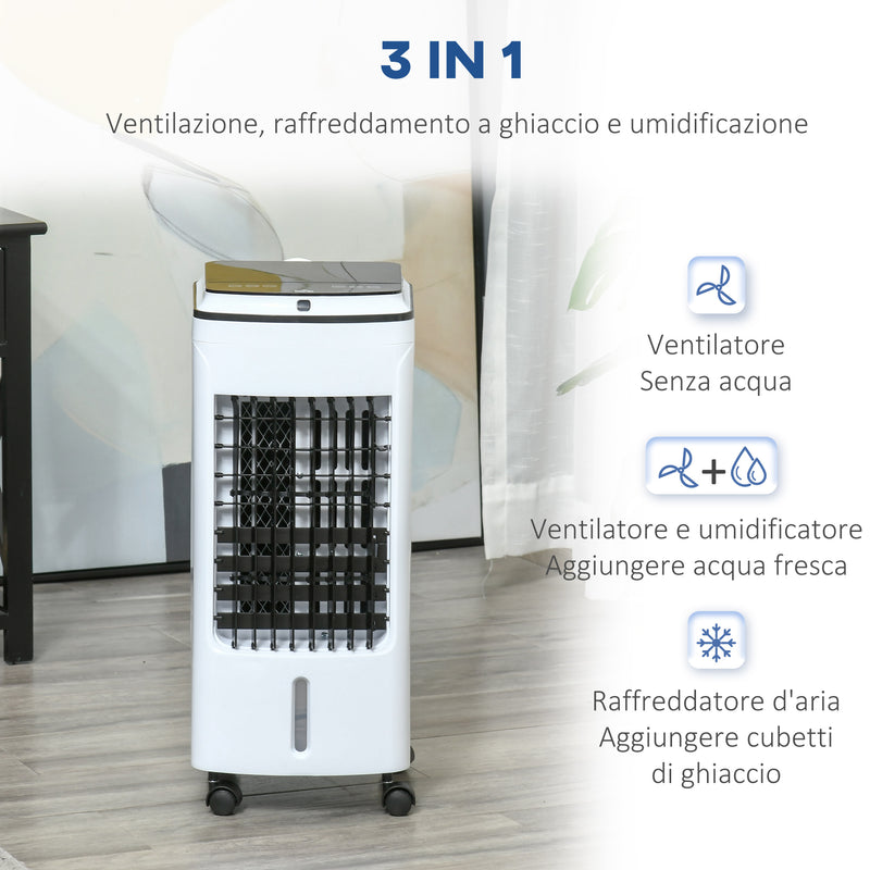 Raffrescatore Ventilatore Evaporativo 4 Litri 75W con Telecomando Bianco