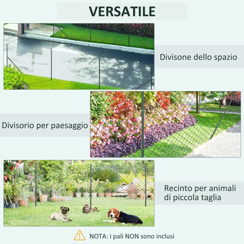 Rete di Recinzione 25m H1,7m in Acciaio e PVC Verde