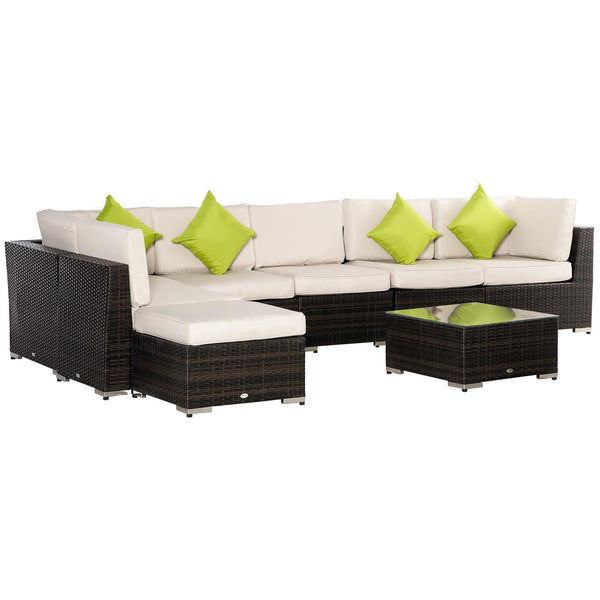 online Garden Lounge Set Ecksofa, Couchtisch und Fußhocker aus mehrfarbigem Rattan