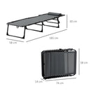 Lettino Prendisole Pieghevole 185x58x30 cm in Acciaio e Tessuto Oxford Grigio