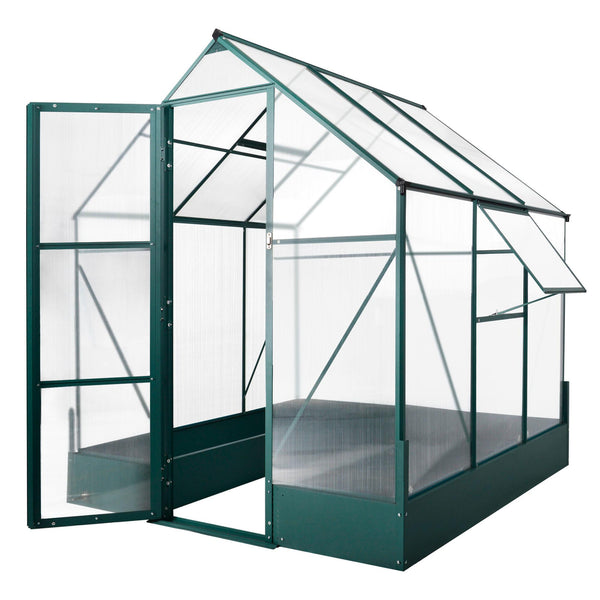 sconto Gartengewächshaus 190 x 190 x 220 cm aus Polycarbonat und grünem Aluminium