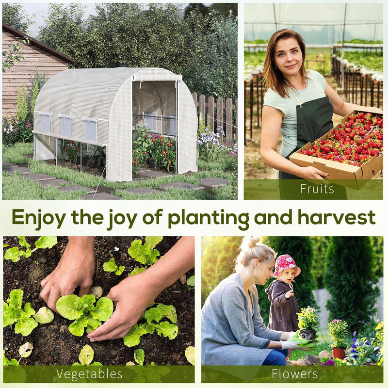 Serra per Orto da Giardino 2,95x2x2m in Acciaio e Polietilene Bianca