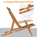 Set 2 Sedie a Sdraio da Giardino Pieghevoli in Legno e Tessuto a Rete Grigio