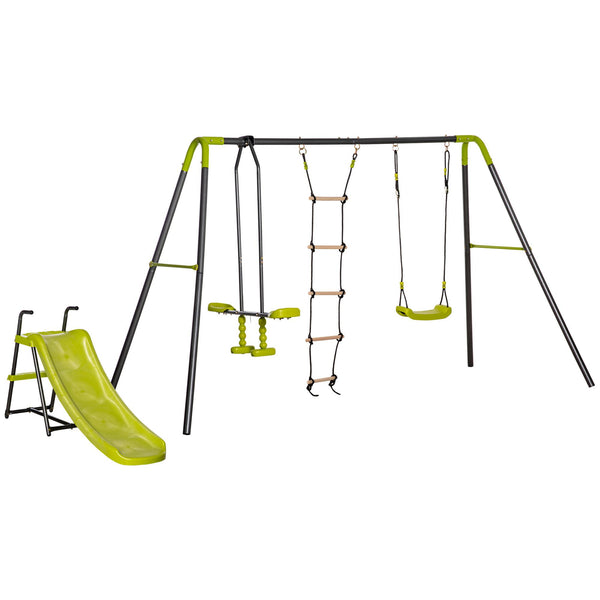 sconto 3-Sitzer-Schaukelset mit Leapfrog und Climbing + Black and Green Slide