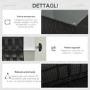 Set Salotto da Giardino Divano 2 Poltrone e Tavolino in Rattan Polietilene e Acciaio Crema